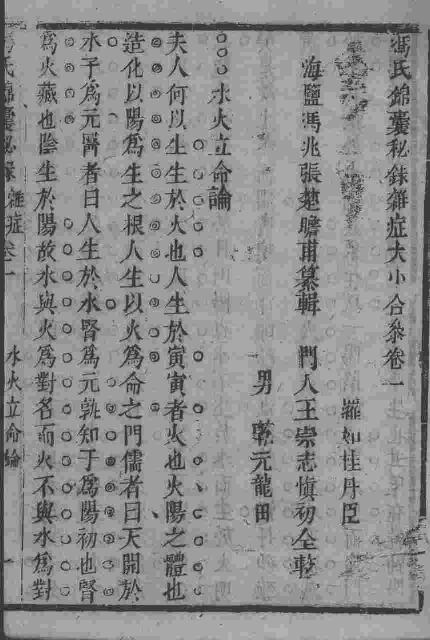 冯氏锦囊秘录八种  杂病大小合参  卷1